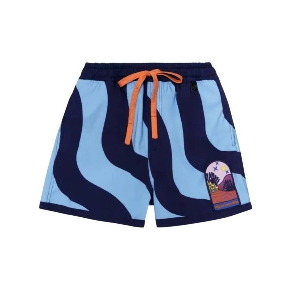 Agua Bendita Joe Boreal Men Swim Trunks Blue Light Blue Wavy Stripes 28